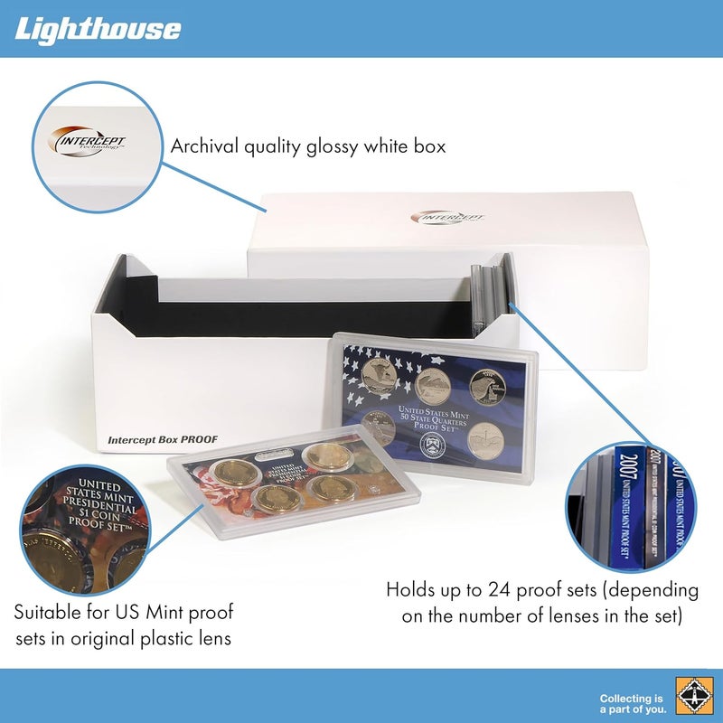 Lighthouse - Storage Box for 24 US Mint Proof Sets with INTERCEPT Technology Corrosion Protection (10 3/4" x 5 3/4" x 3 5/8") - Image 4